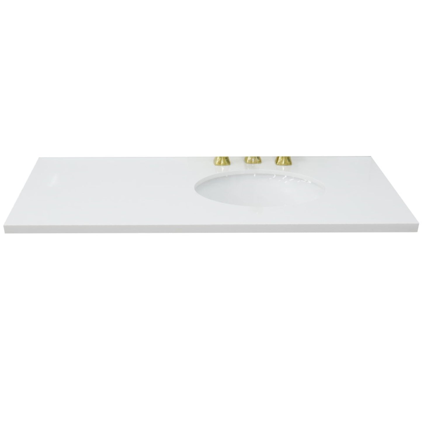 43 in. White Engineered Stone Top and Single Oval Right Sink