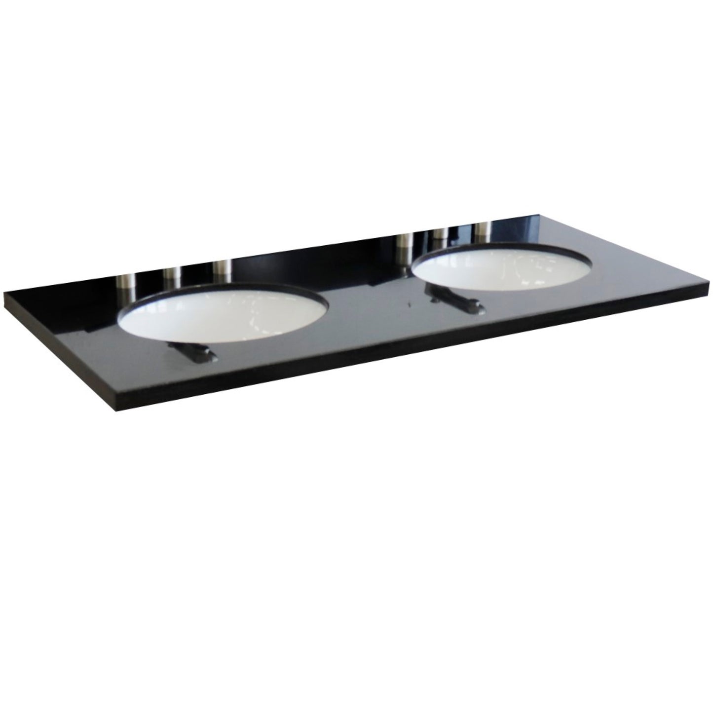 49 in. Black Galaxy Counter Top and Double Oval Sink