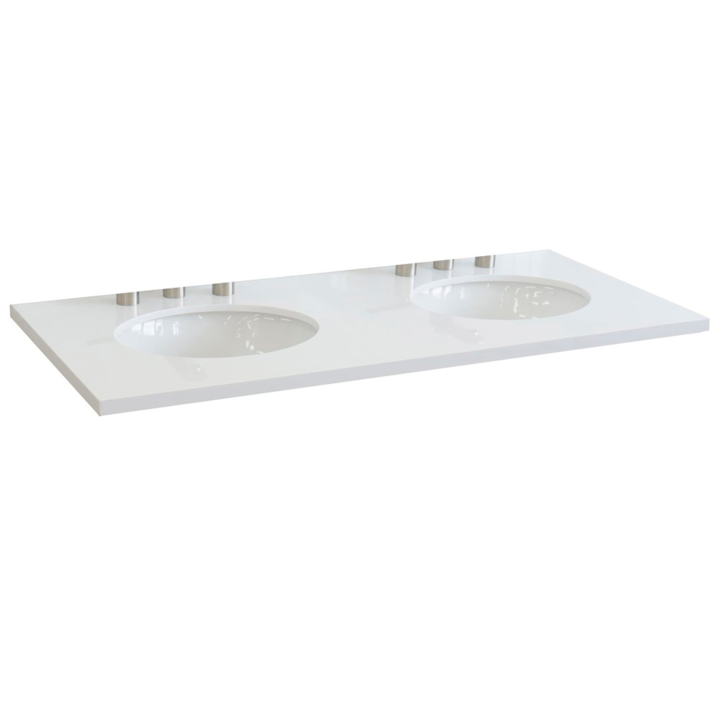 49 in. White Quartz Counter Top and Double Oval Sink