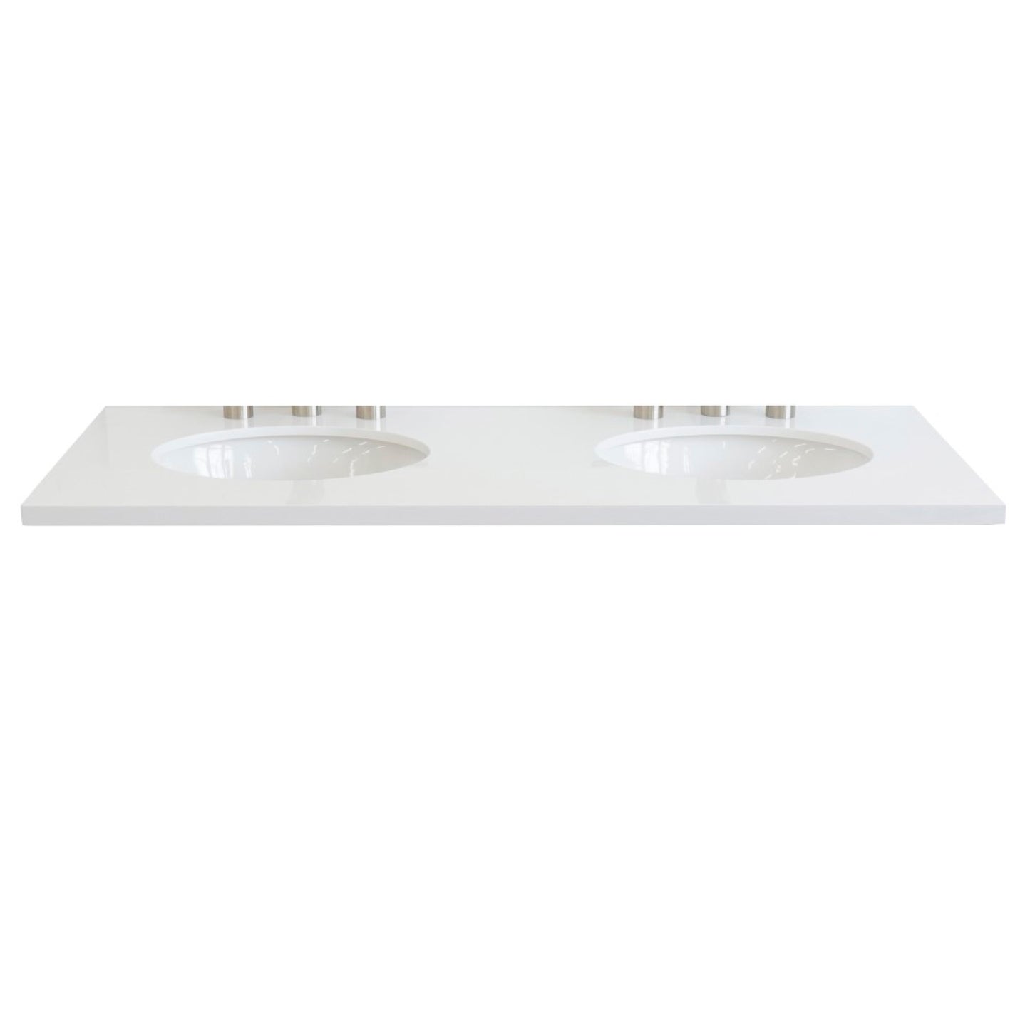 49 in. White Quartz Counter Top and Double Oval Sink