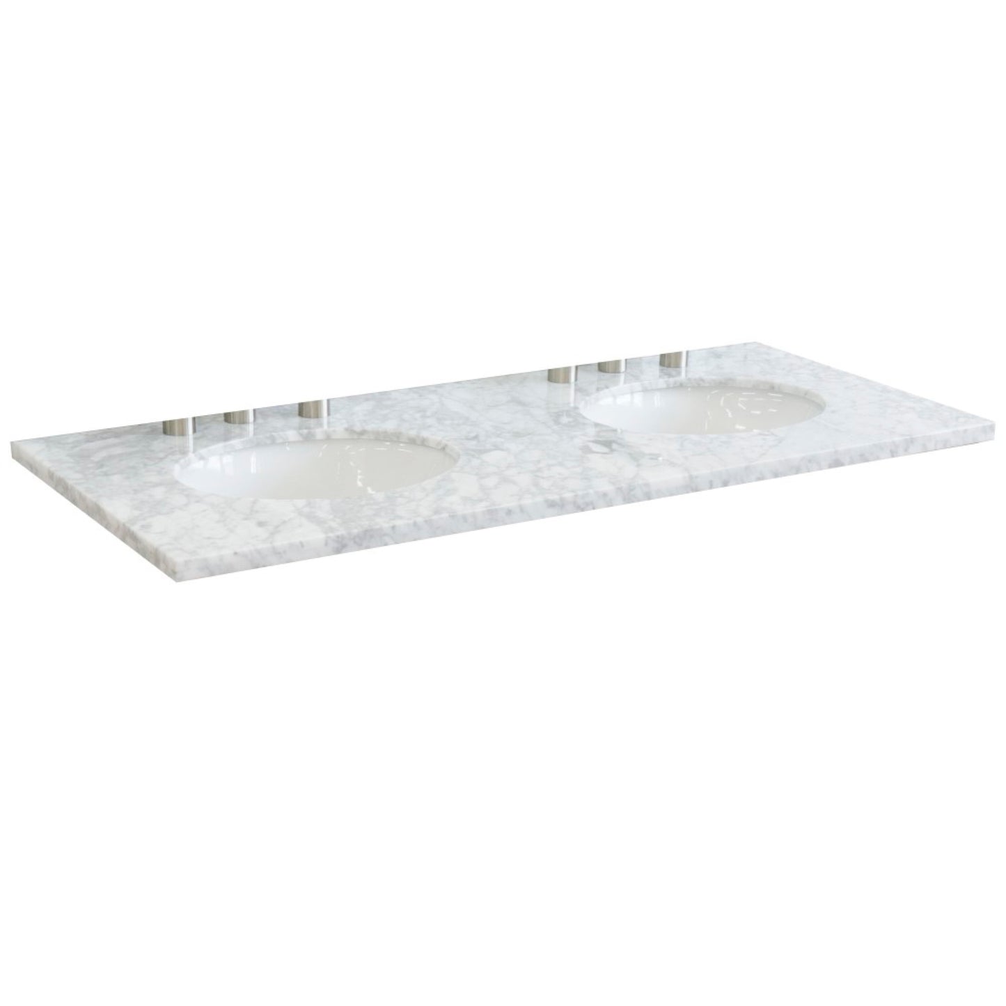 49 in. White Carrara Counter Top and Double Oval Sink