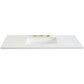 43 in. White Quartz Top with Single White Ceramic Rectangular Center Sink