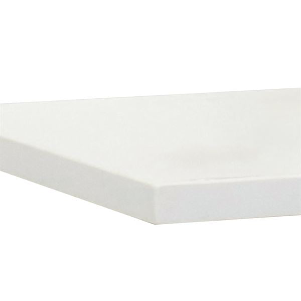 43 in. White Quartz Top with Single White Ceramic Rectangular Center Sink