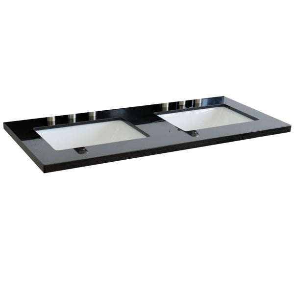 49 in. Black Galaxy Counter Top and Double Rectangle Sink