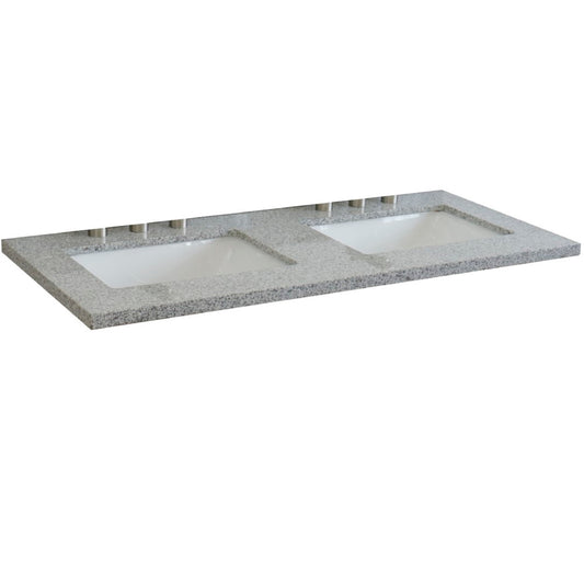 49 in. Gray Granite Counter Top and Double Rectangle Sink