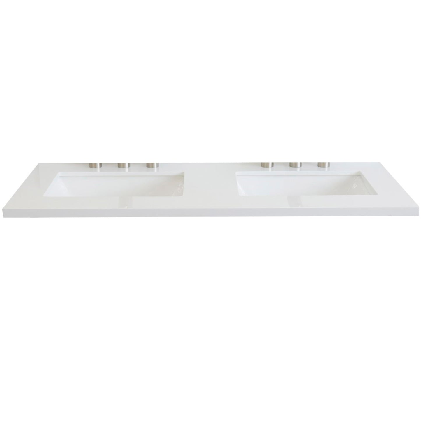 49 in. White Engineered Stone Top and Double Rectangle Sink