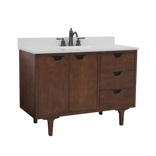 49 in. Single Sink Vanity in Dark Cherry with Engineered Quartz Top