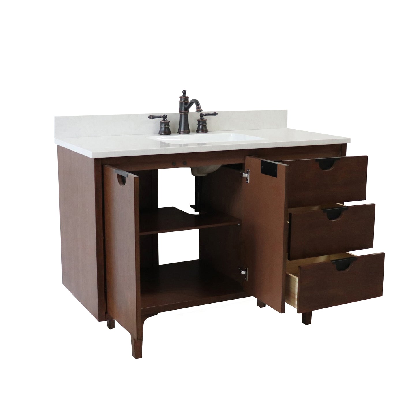 49 in. Single Sink Vanity in Dark Cherry with Engineered Quartz Top