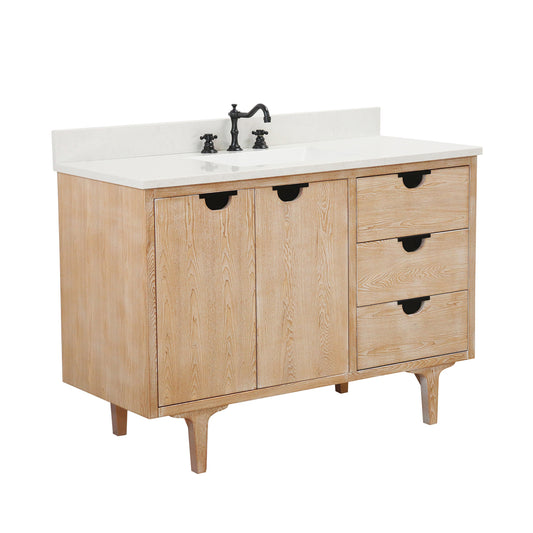 49 in. Single Sink Vanity in Weathered Neutral with Engineered Quartz Top