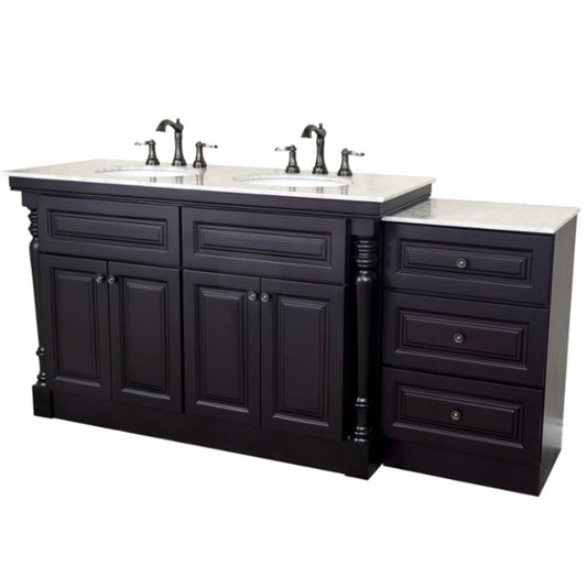 74 in Double Sink Vanity-Dark Mahogany