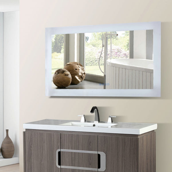 48 in. Rectangular LED Bordered Illuminated Mirror with Bluetooth Speakers