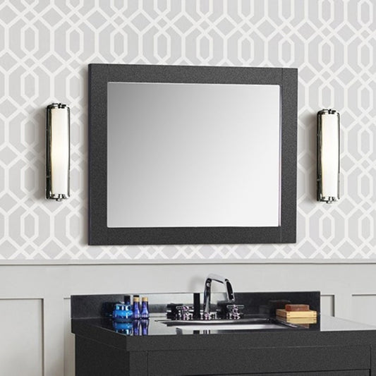 30 in. Rectangle Wood Frame Mirror in Matte Black Finish