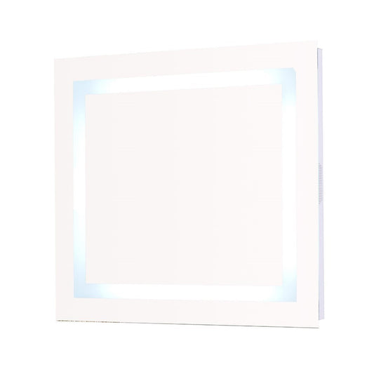 30 in. Rectangular LED Bordered Illuminated Mirror with Bluetooth Speakers with Straight Edges