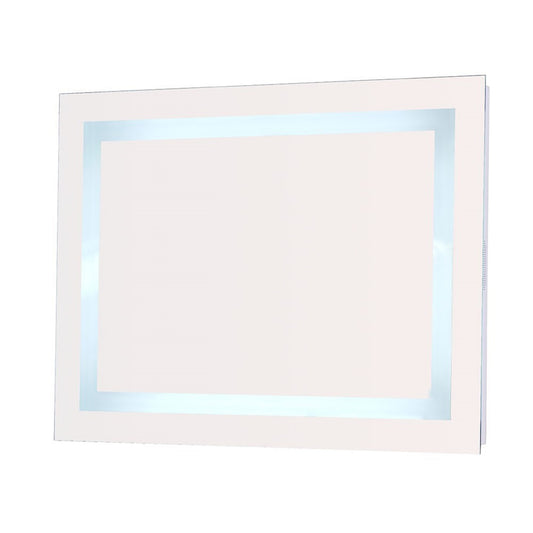36 in. Rectangular LED Bordered Illuminated Mirror with Bluetooth Speakers with Straight Edges