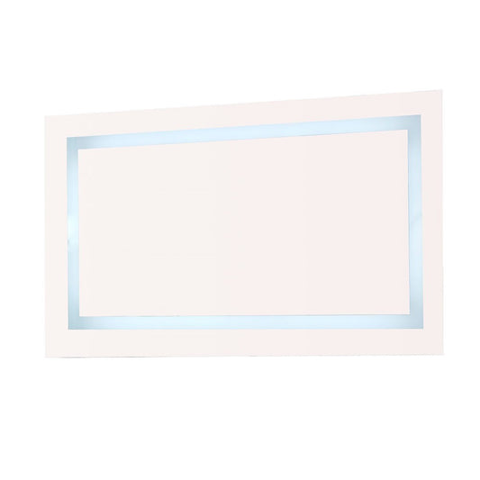 48 in. Rectangular LED Bordered Illuminated Mirror with Bluetooth Speakers with Straight Edges