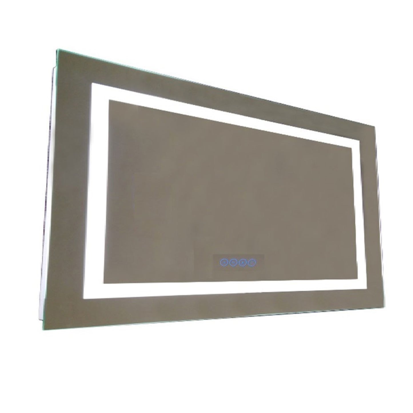 48 in. Rectangular LED Bordered Illuminated Mirror with Bluetooth Speakers with Straight Edges