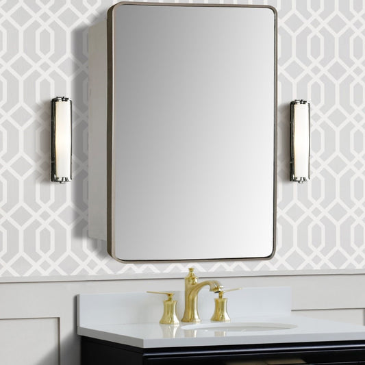 Rectangular Metal Frame Medicine Cabinet in Brushed Silver