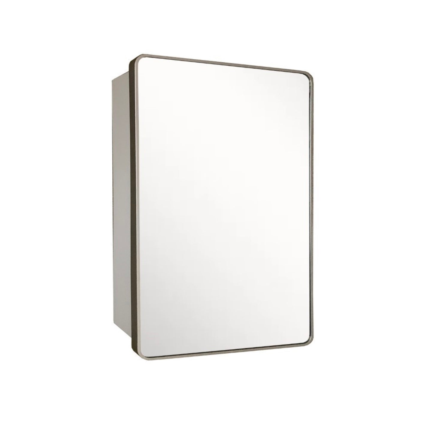 Rectangular Metal Frame Medicine Cabinet in Brushed Silver