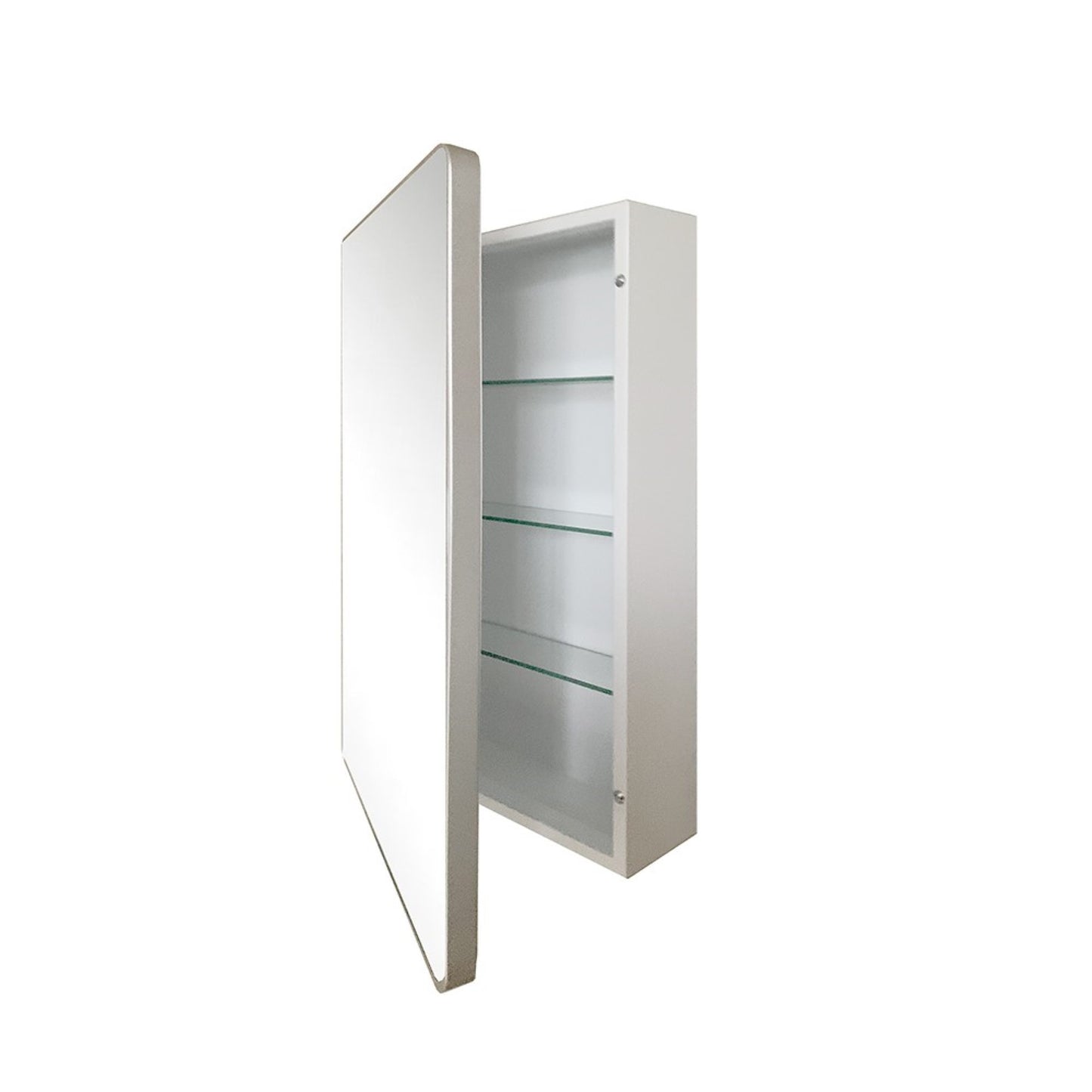 Rectangular Metal Frame Medicine Cabinet in Brushed Silver