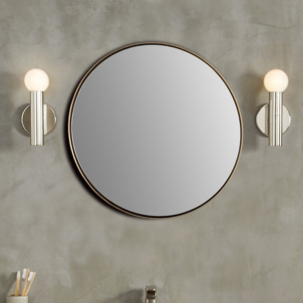 24 in. Round Metal Frame Mirror in Brushed Gold