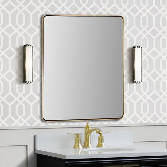 24 in. Rectangular Metal Frame Mirror in Brushed Gold Finish