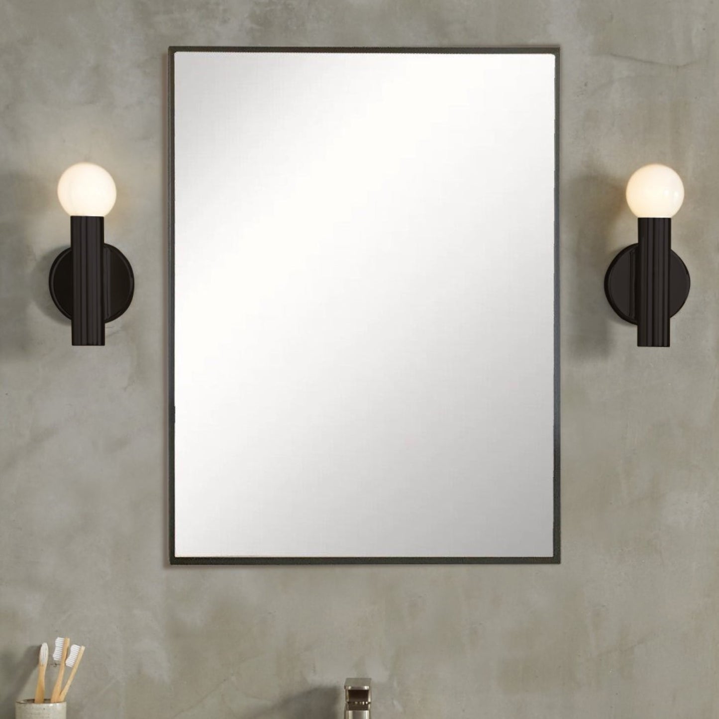 24 in. Rectangular Metal Frame Mirror in Matte Black