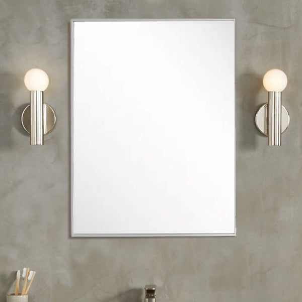 24 in. Rectangular Metal Frame Mirror in Brushed Silver