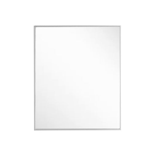 24 in. Rectangular Metal Frame Mirror in Brushed Silver