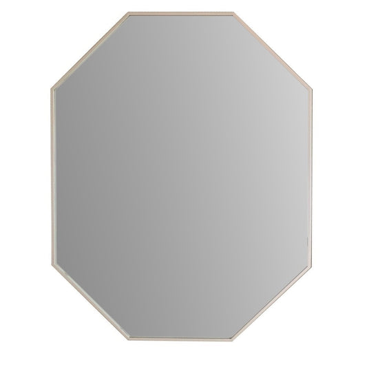 Octagon Metal Frame Mirror in Brushed Silver