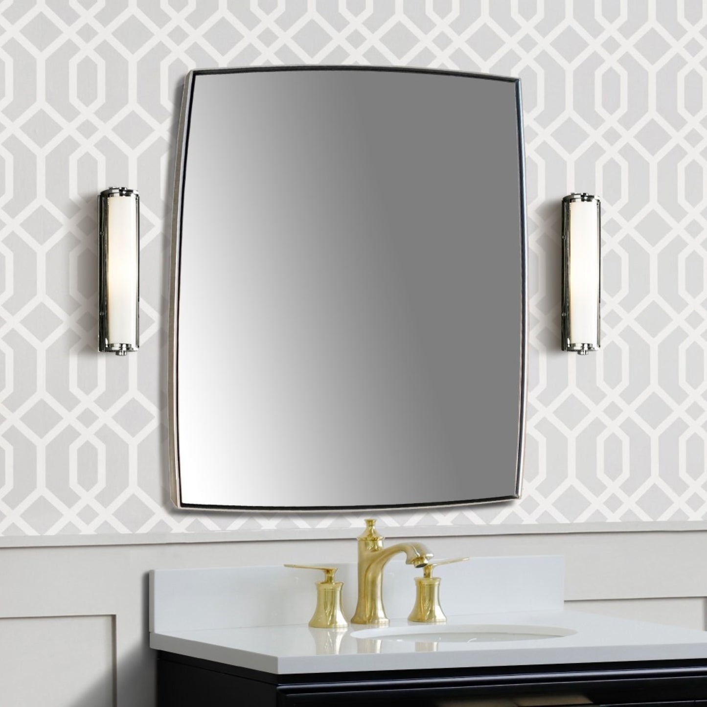 Rectangular Metal Frame Mirror in Brushed Silver