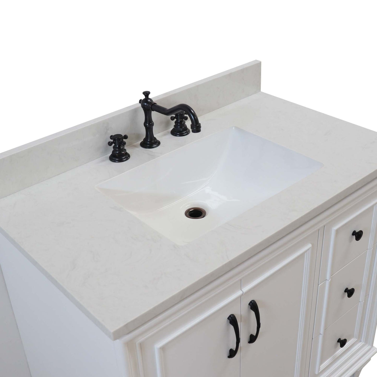 37 in. Single Sink Vanity in Weathered Neutral with Engineered Quartz Top