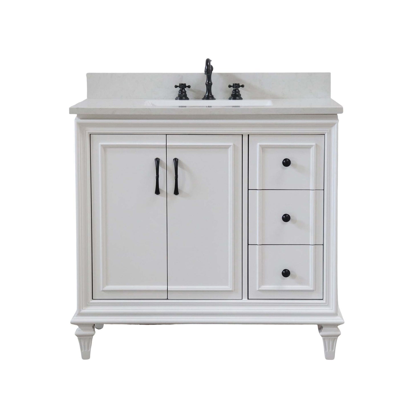 37 in. Single Sink Vanity in Weathered Neutral with Engineered Quartz Top