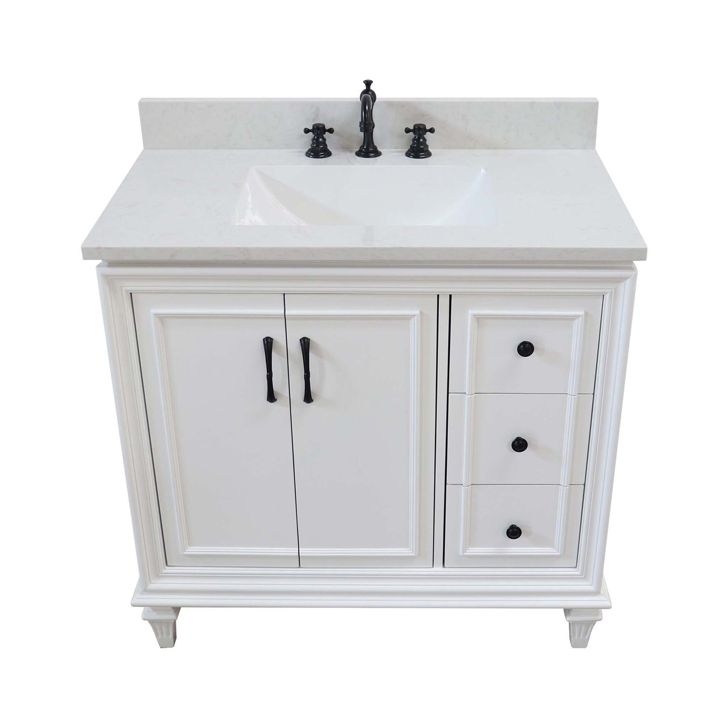 37 in. Single Sink Vanity in Weathered Neutral with Engineered Quartz Top