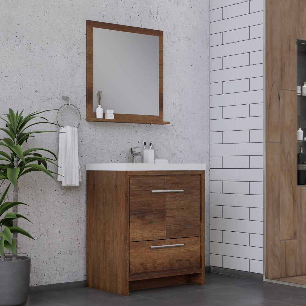 Sortino 30 Inch Modern Bathroom Vanity, Rosewood