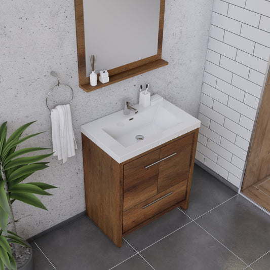 Sortino 30 Inch Modern Bathroom Vanity, Rosewood