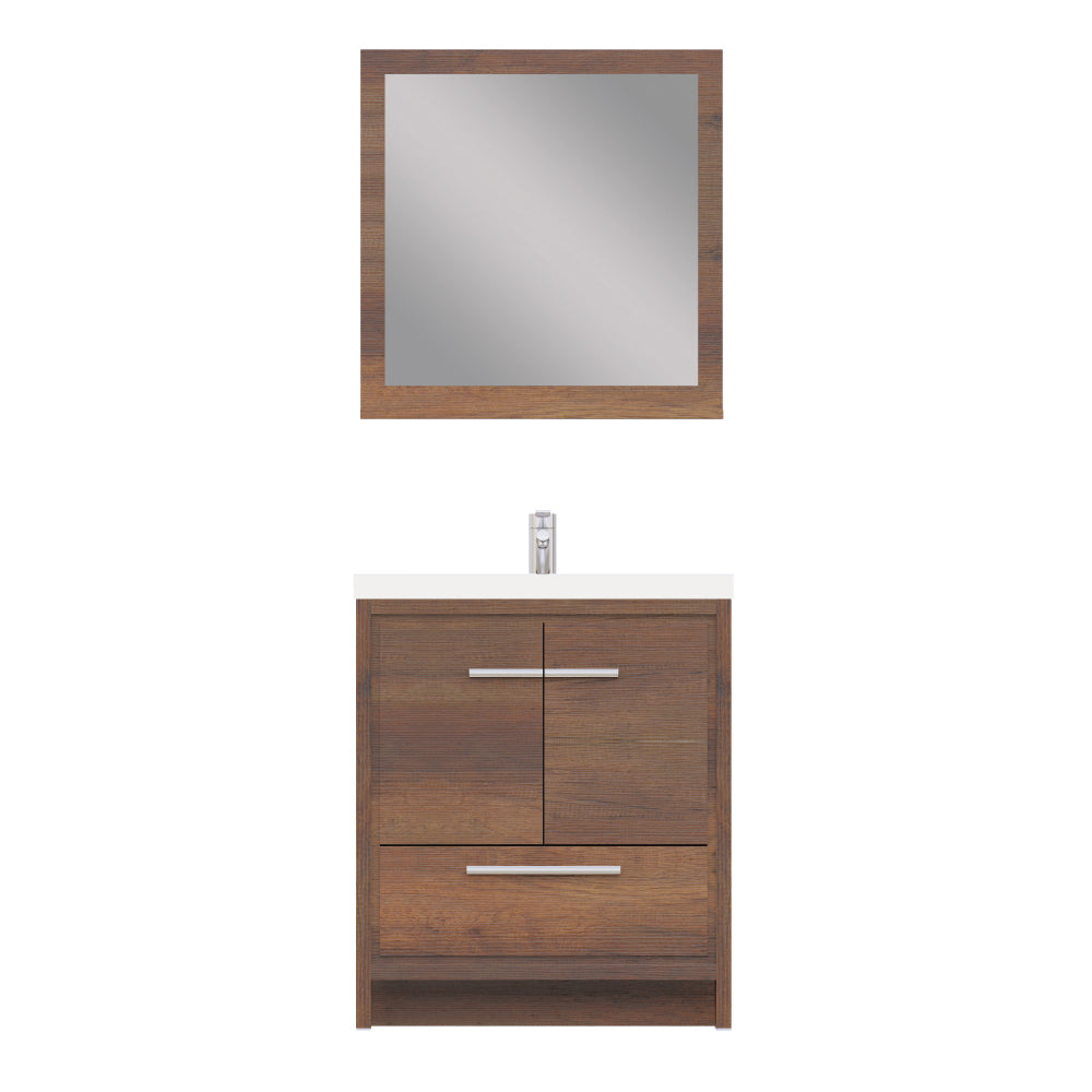 Sortino 30 Inch Modern Bathroom Vanity, Rosewood