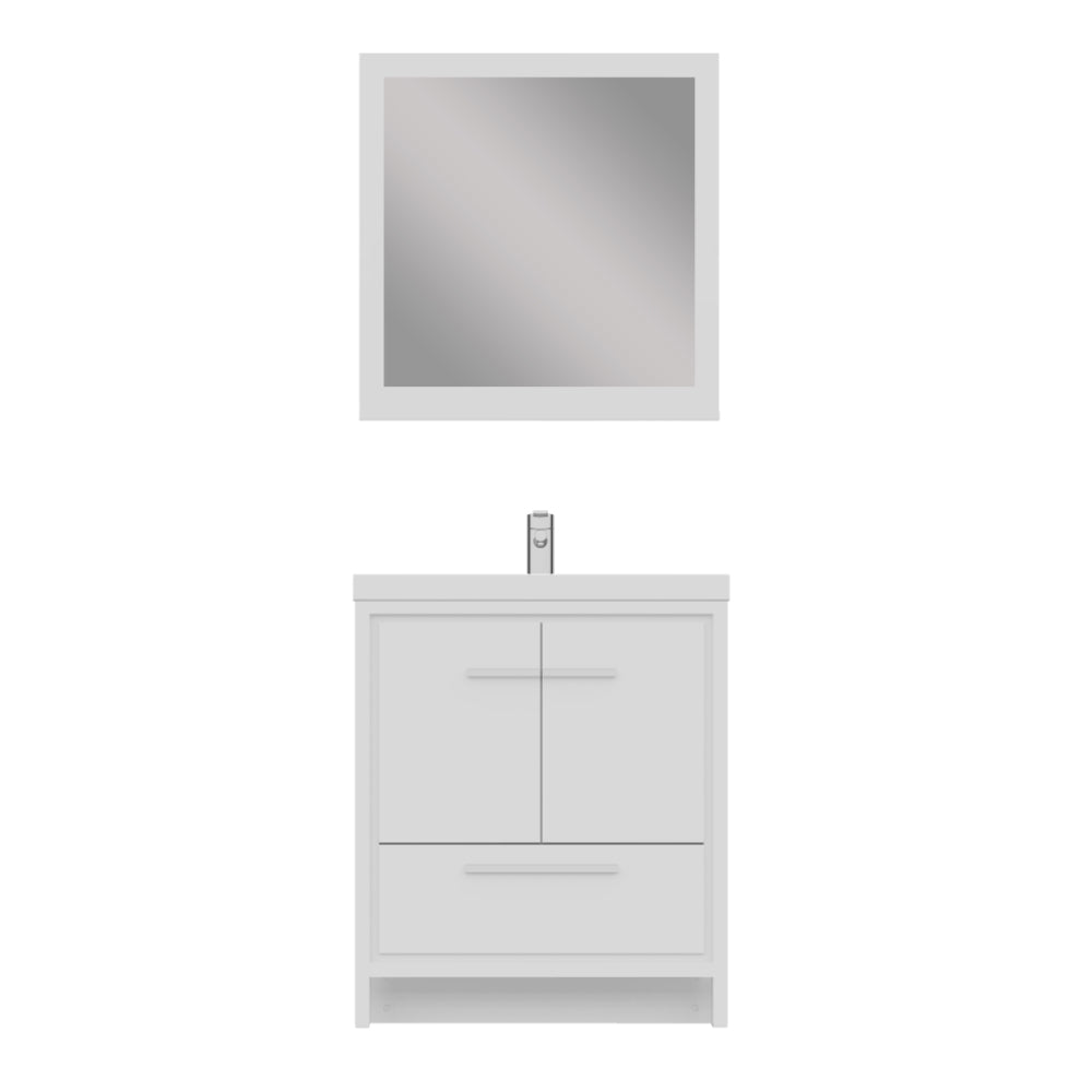 Sortino 30 Inch Modern Bathroom Vanity, White