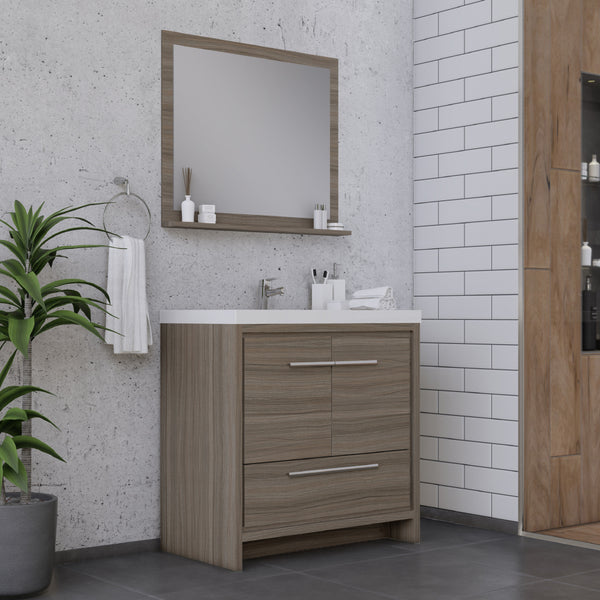 Sortino 36 Inch Modern Bathroom Vanity, Gray