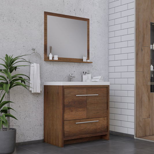 Sortino 36 Inch Modern Bathroom Vanity, Rosewood