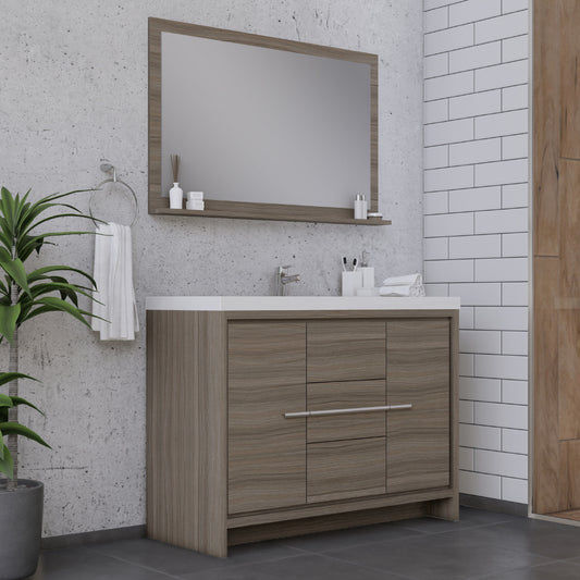 Sortino 48 Inch Modern Bathroom Vanity, Gray