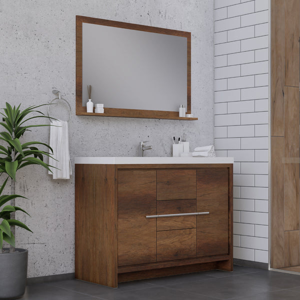 Sortino 48 Inch Modern Bathroom Vanity, Rosewood