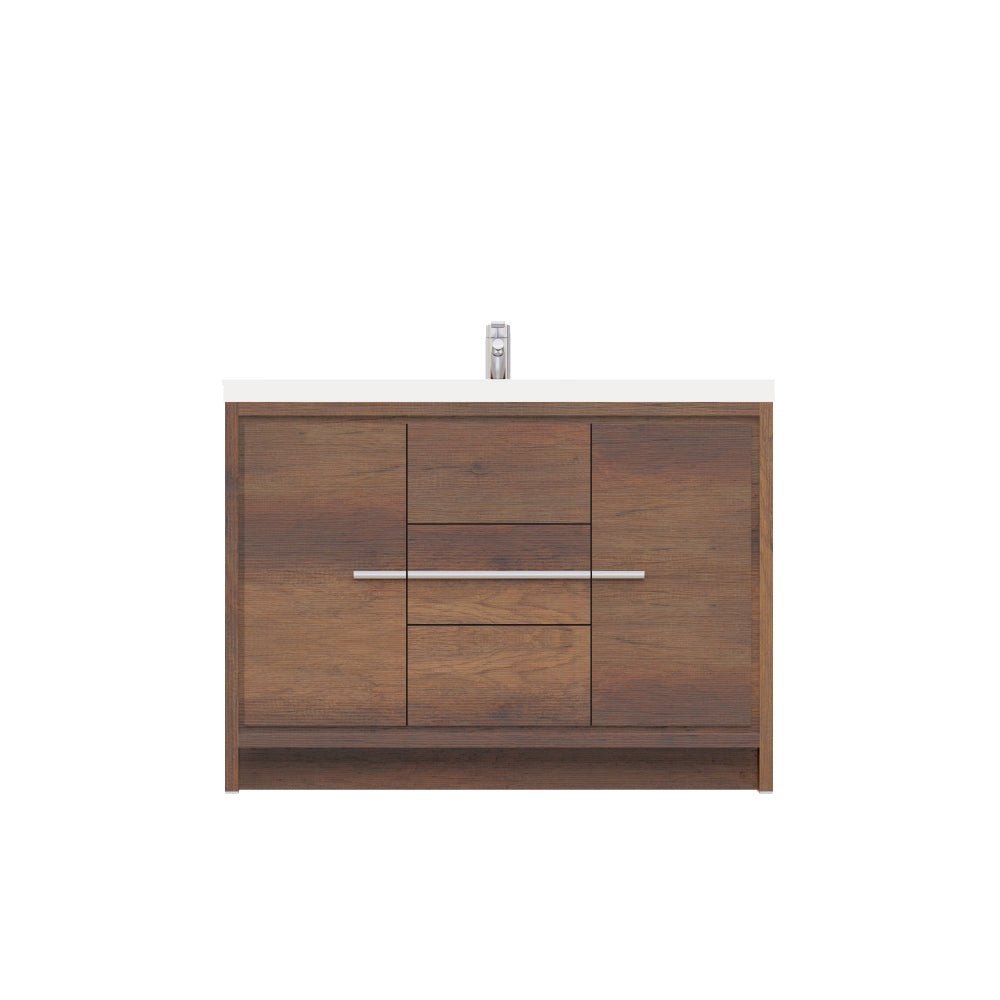 Sortino 48 Inch Modern Bathroom Vanity, Rosewood