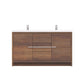 Sortino 60 Inch Double Modern Bathroom Vanity, Rosewood