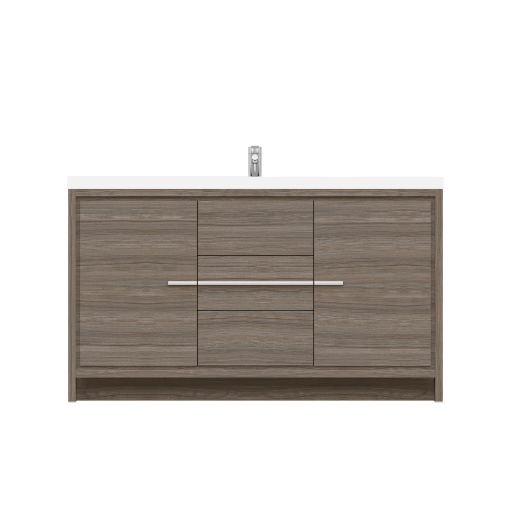 Sortino 60 Inch Single Modern Bathroom Vanity, Gray