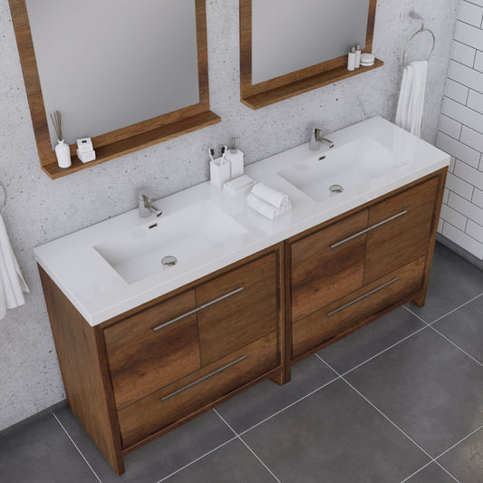 Sortino 72 Inch Double Modern Bathroom Vanity, Rosewood