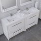 Sortino 72 Inch Double Modern Bathroom Vanity, White