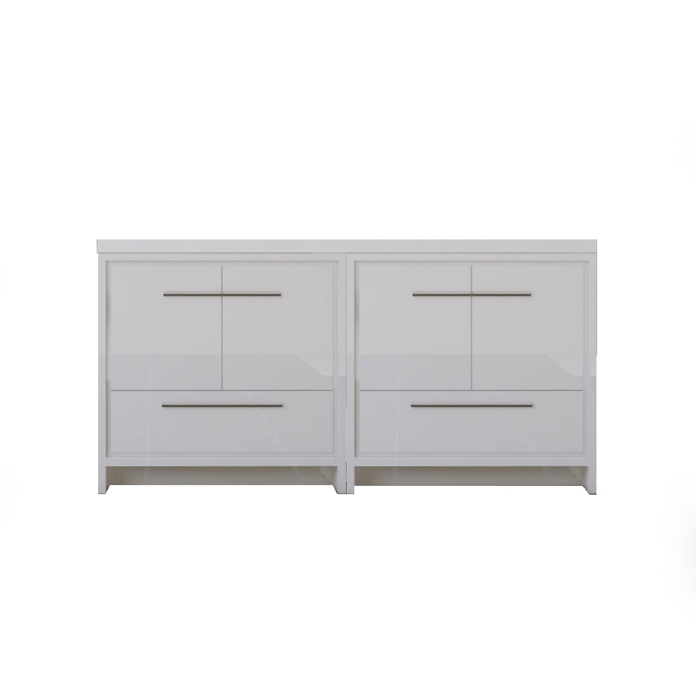 Sortino 72 Inch Double Modern Bathroom Vanity, White