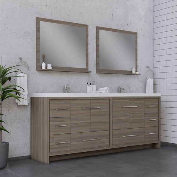 Sortino 84 Inch Double Modern Bathroom Vanity, Gray