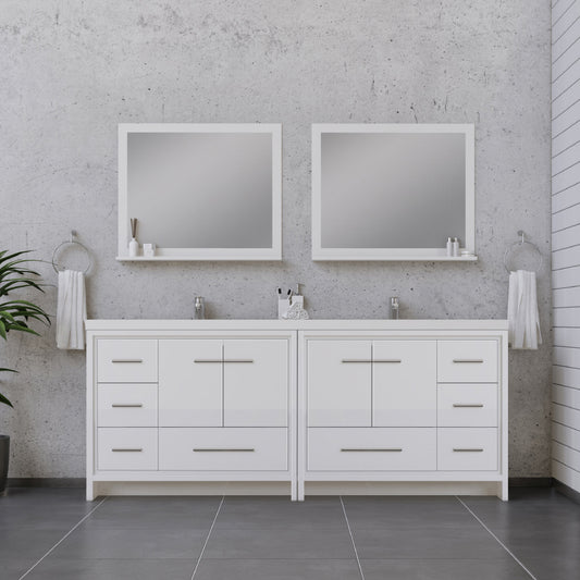 Sortino 84 Inch Double Modern Bathroom Vanity, White