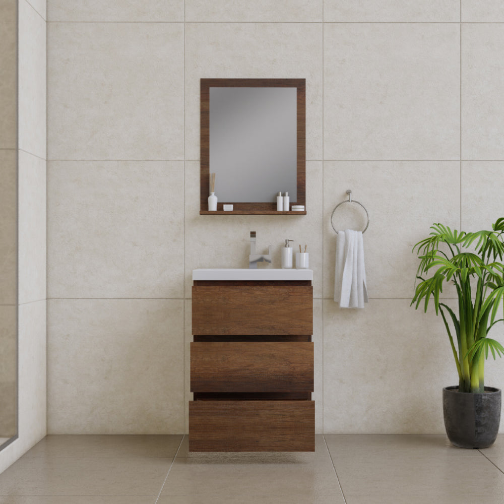 Paterno 24 inch Modern Bathroom Vanity, Rosewood